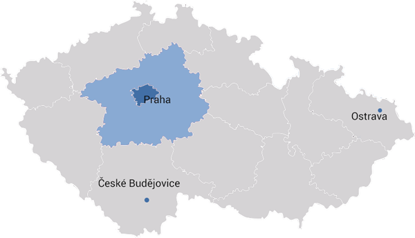 Mapa s místy, kde můžete využít naše služby